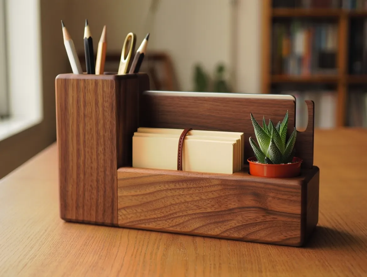 Wooden desktop organizer